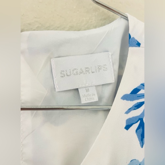 SUGARLIPS Antoinette Blue Floral Balloon Sleeve Derby Dress SIZE MED - Picture 10 of 14